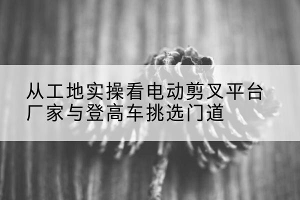 定南电动剪叉升降平台厂家-从工地实操看电动剪叉平台厂家与登高车挑选门道